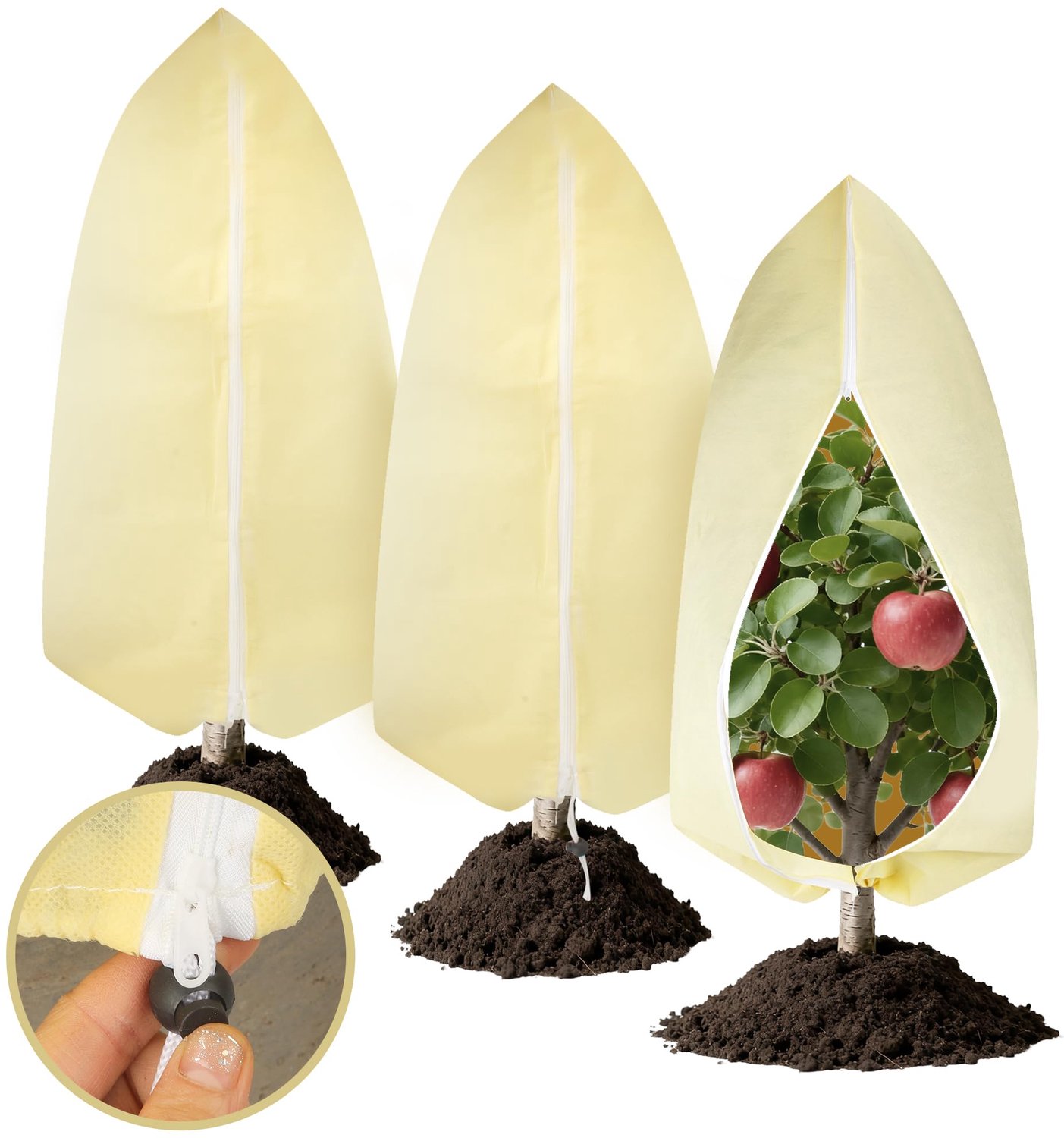 Famanu - Winterbescherming voor Planten - Bescherming tegen kou en vorst - Herbruikbaar vlies - Wit 3 stuks