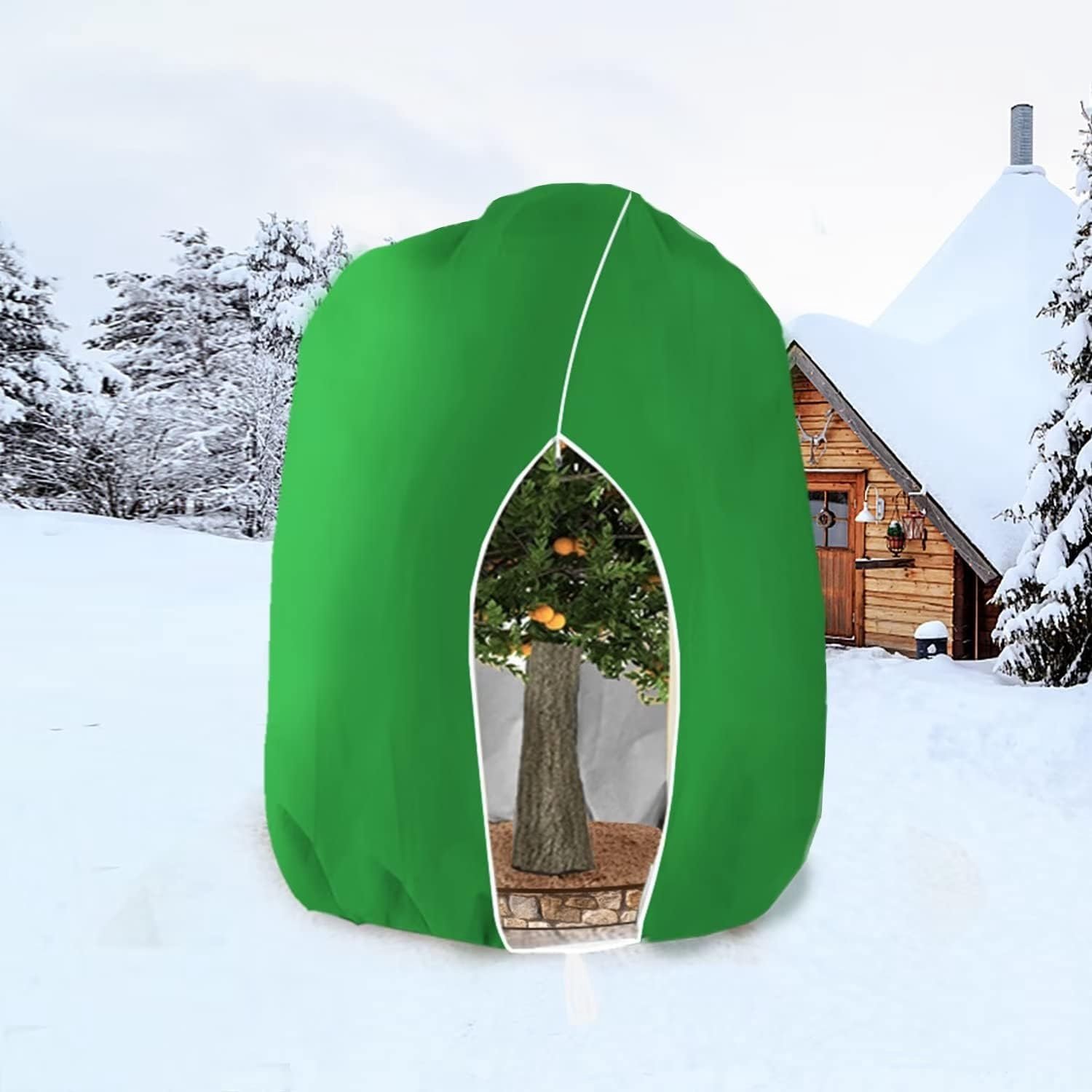 Famanu - Winterbescherming voor planten - Bescherming tegen vorst - Ademend en scheurbestendig - Groen 1 stuk