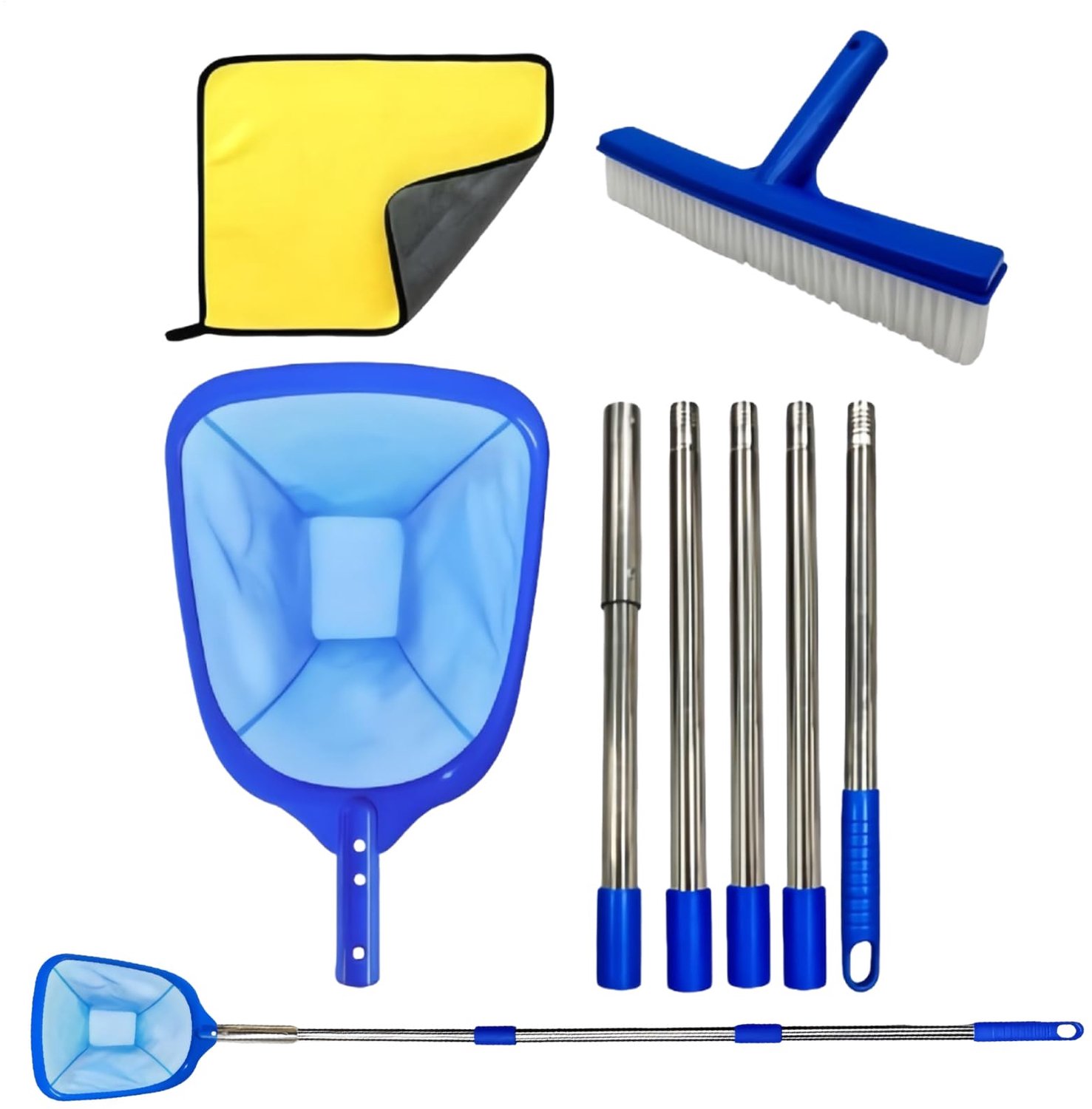 Famanu - Zwembad Reinigingsset - Houd je zwembad schoon en vrij van vuil - Duurzaam kunststof - Blauw 1 stuk