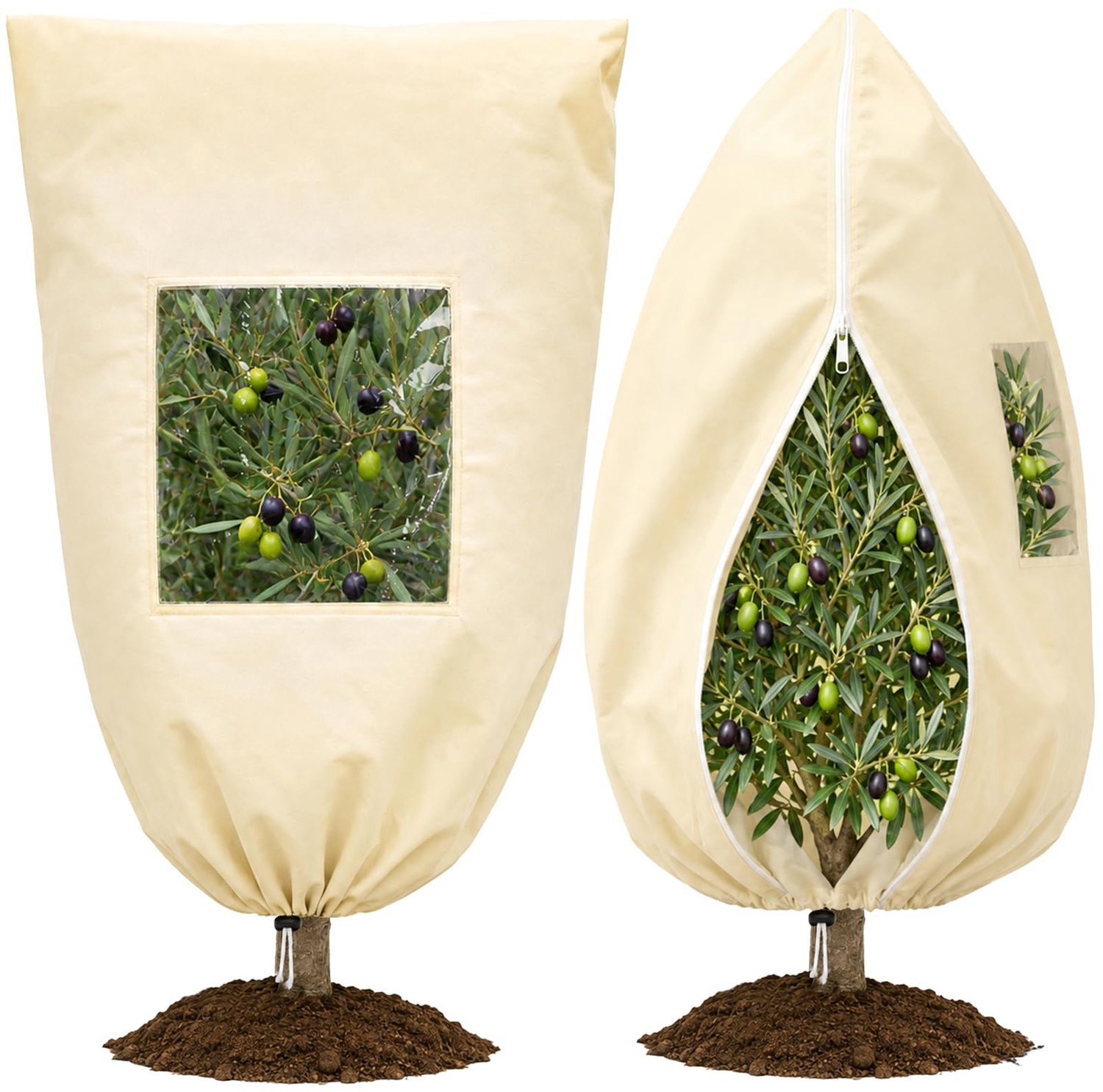 Famanu - Plantenbescherming Winter - Beschermt planten tegen kou - Duurzaam polyethyleen - Geel 2 stuks