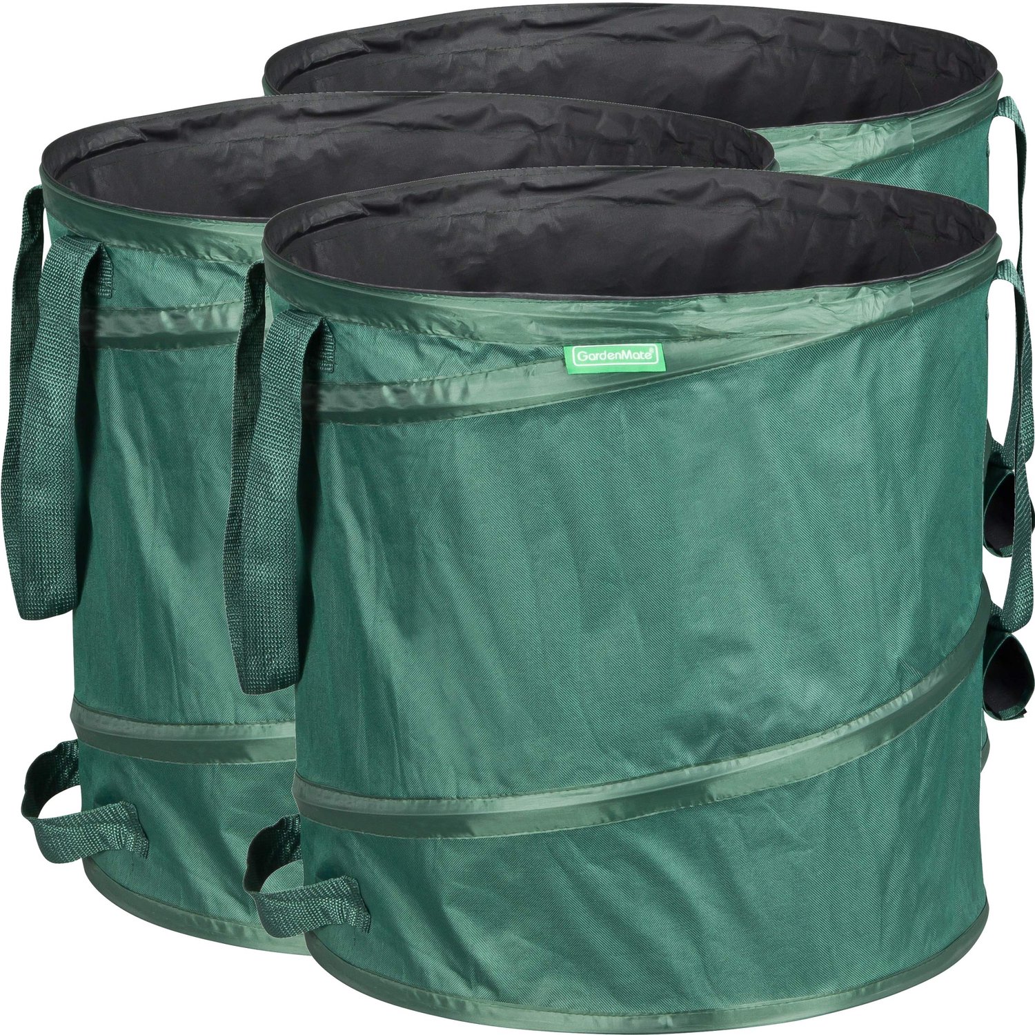 Famanu - Pop-up tuinzak 85 l - Houdt je tuin netjes en opgeruimd - Robuust polyester Oxford 600D - Groen 3 stuks