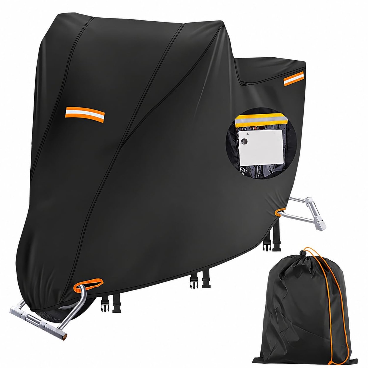 Famanu - Waterdichte Motorhoes - Bescherming tegen weersinvloeden - UV-bestendig 420D Oxford stof - Zwart 1 stuks