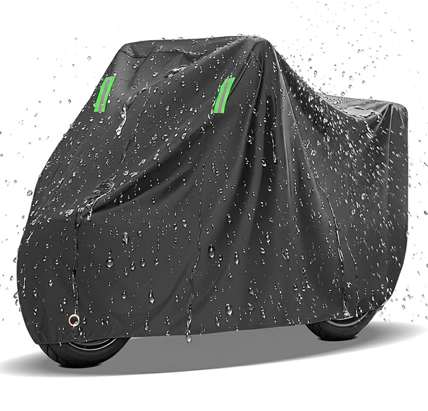 Famanu - Motorhoes en afdekzeil voor motor - Bescherming tegen regen en UV-straling - Waterdicht polyester - Zwart 1 stuk