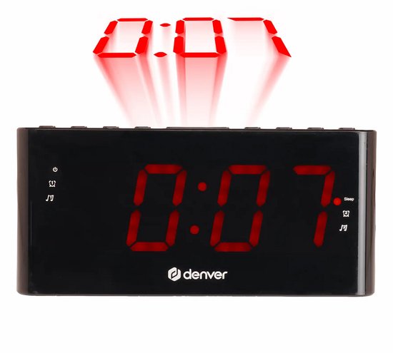 Denver Wekkerradio met Projectie - Digitale wekker - FM Radio - Dubbel Alarm - CRP618 - Zwart — cadeau in Elektronica - foto 7