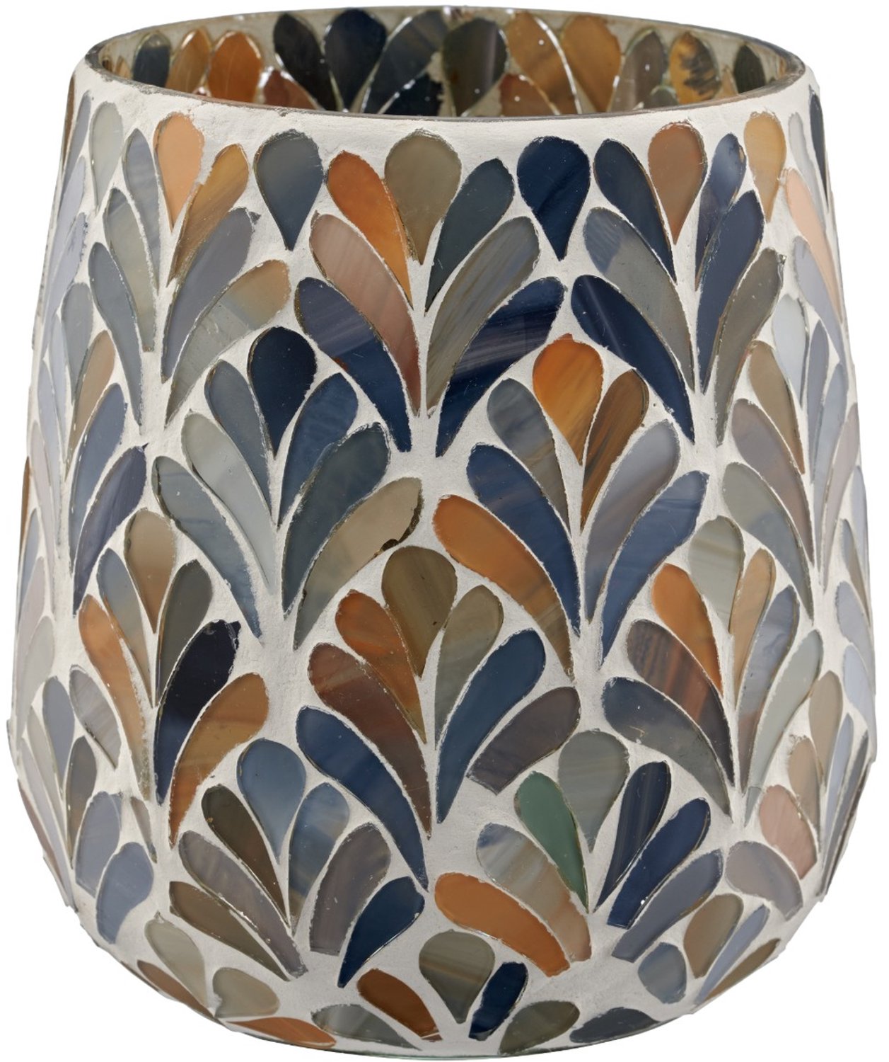 Gasper waxinelichthouder mozaiek 13 cm blauw glas