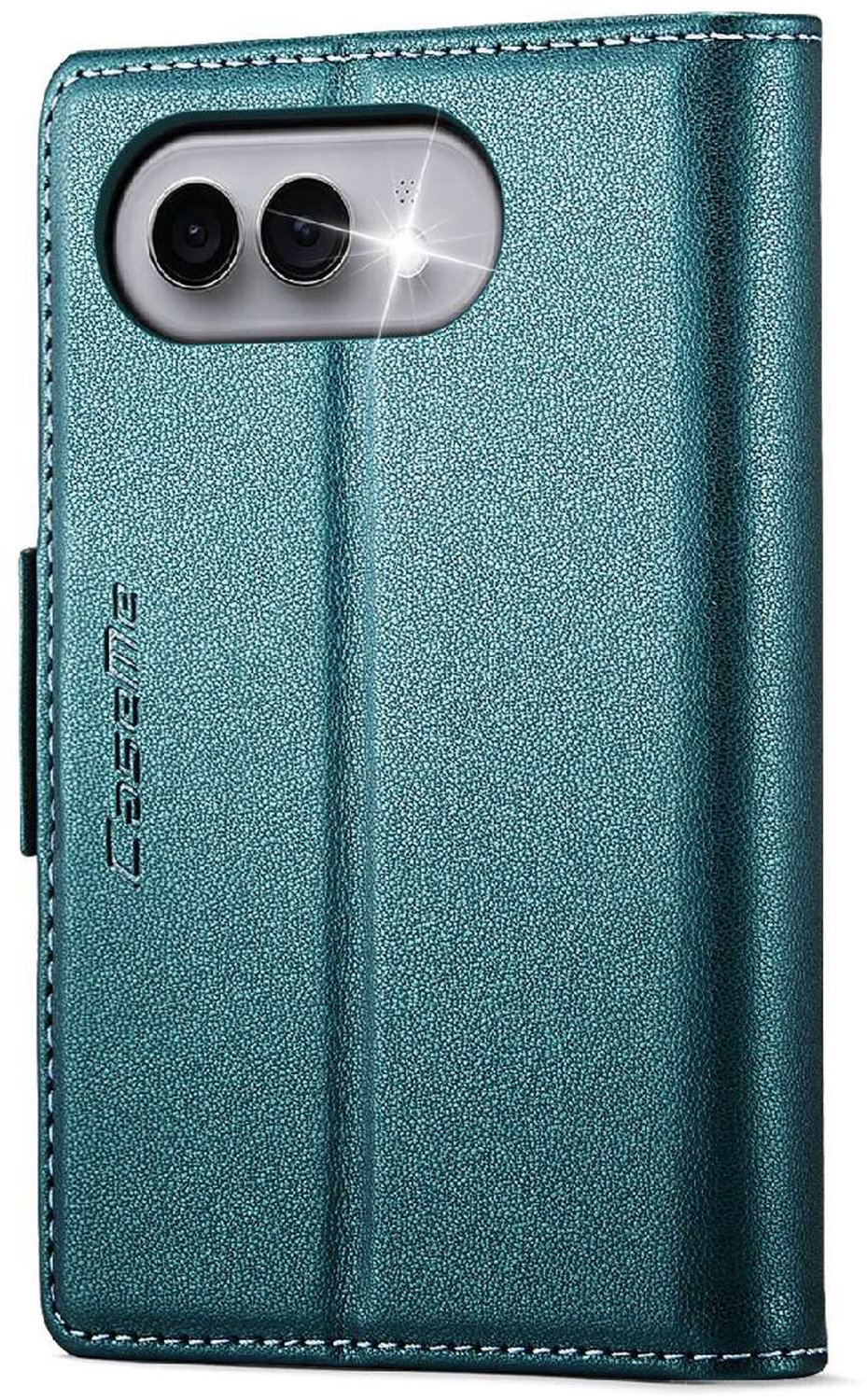 Caseme, Portemonnee Hoesje Geschikt voor Apple iPhone Duo Leerlook met Standaard en Anti-RFID, Watergroen