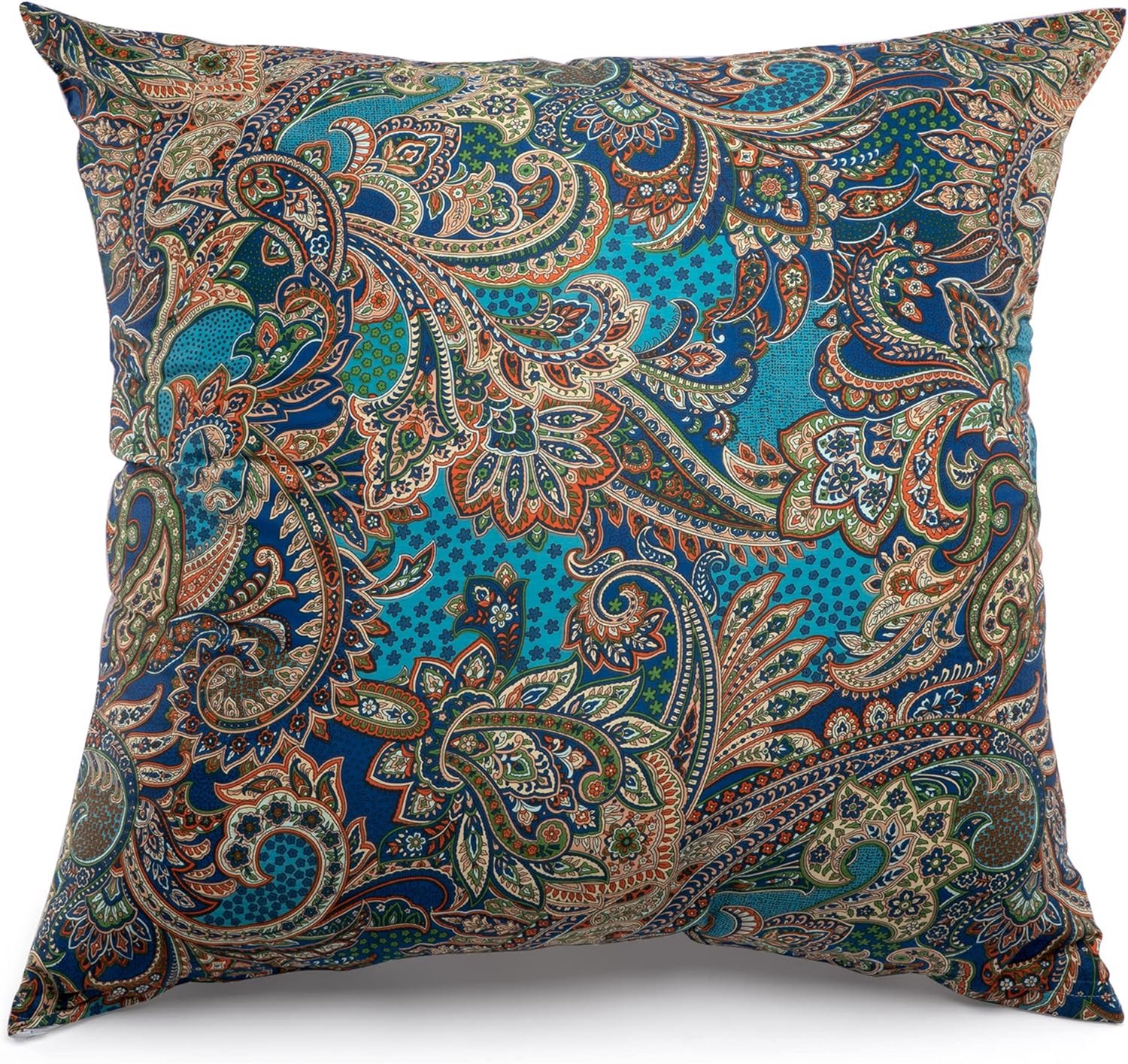 Famanu Set van 2 kussenslopen 40 x 40 cm in donkerblauw met kleurrijk patroon, gemaakt van 100% katoen met ritssluiting, superzacht en comfortabel, ideaal voor het opfrissen van uw interieur wit
