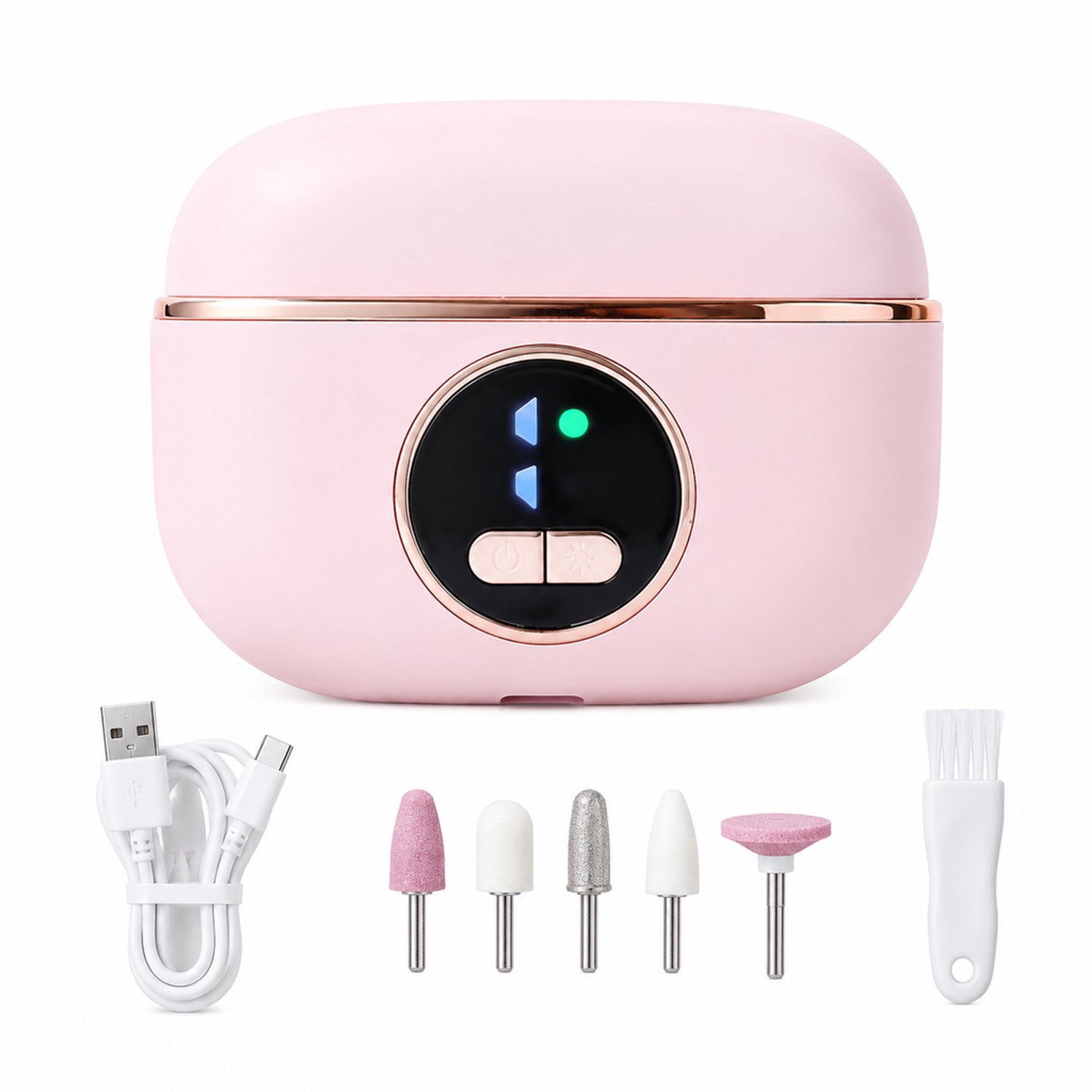Elektrische nagelknipper - oplaadbaar - 3 standen met knippen en vijlen - hulpverlichting - roze - 1 product