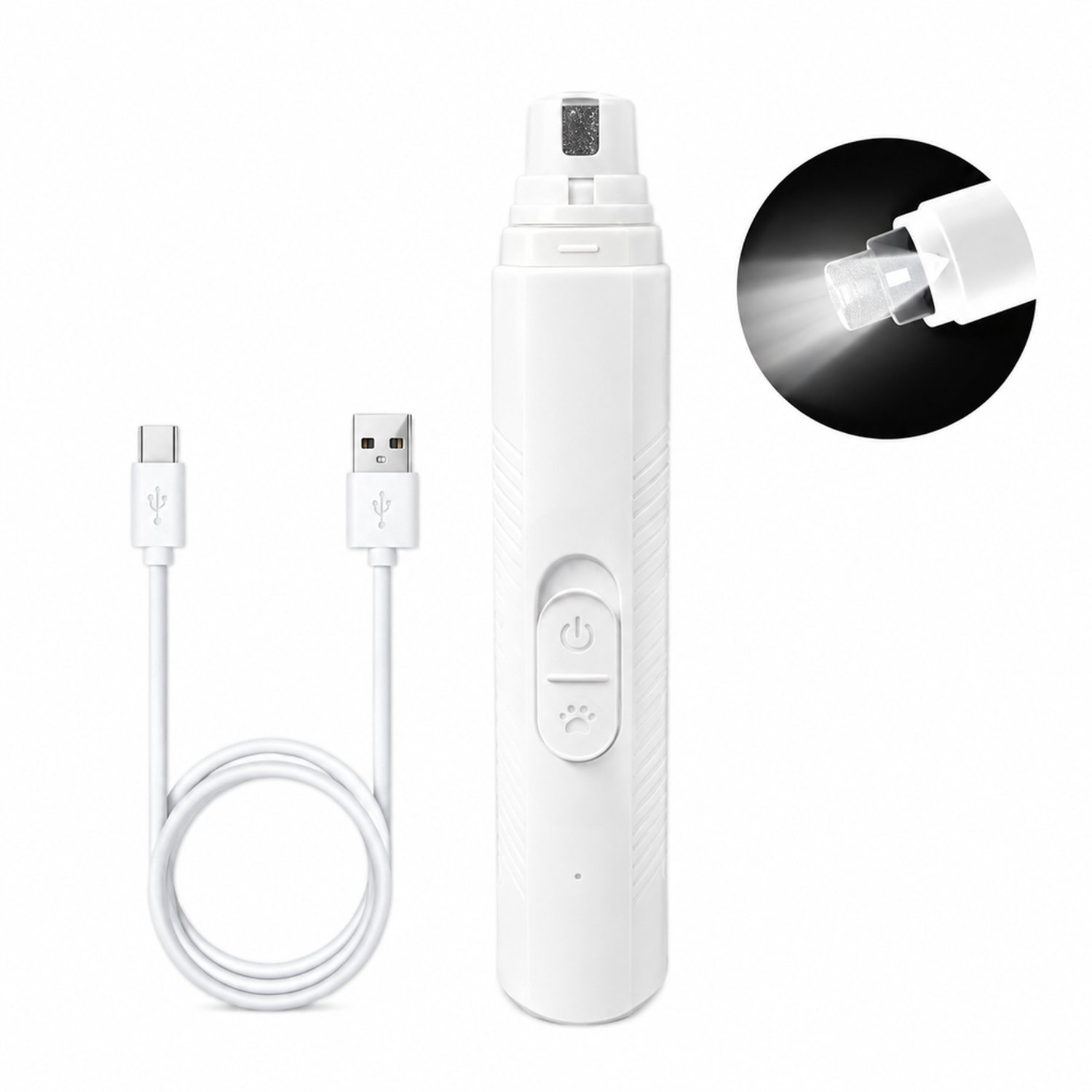 Elektrische nageltrimmer - voor honden en katten - 7500 RPM - USB-oplaadbaar - wit