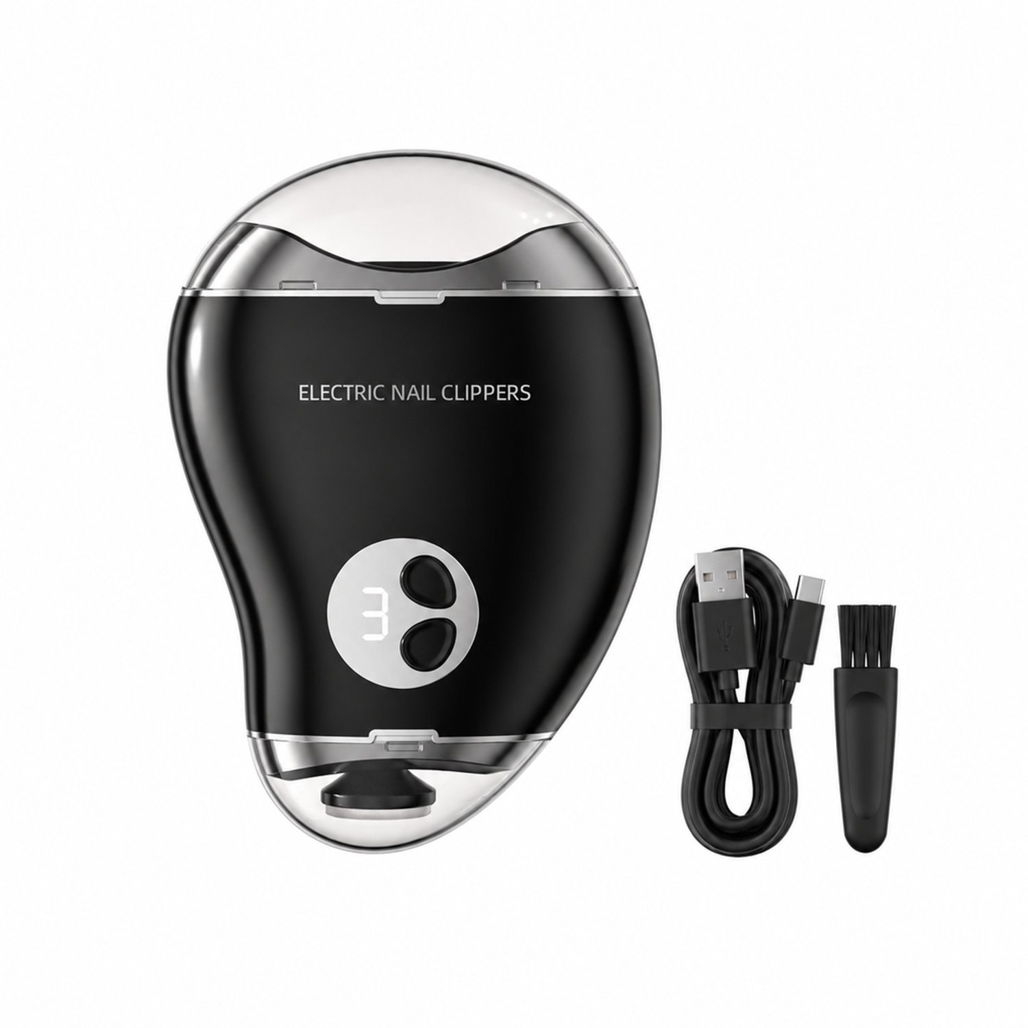 Elektrische nagelknipper - 2-in-1 knippen en vijlen - met nagelvijlfunctie - zwart - basisverpakking