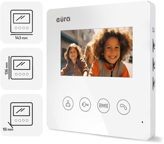 Video Deurintercom 4,3 Inch Kleurenmonitor - 4-Draads Aansluiting - Wit - Nachtzicht - Voor Huis En Kantoor — afbeelding 3