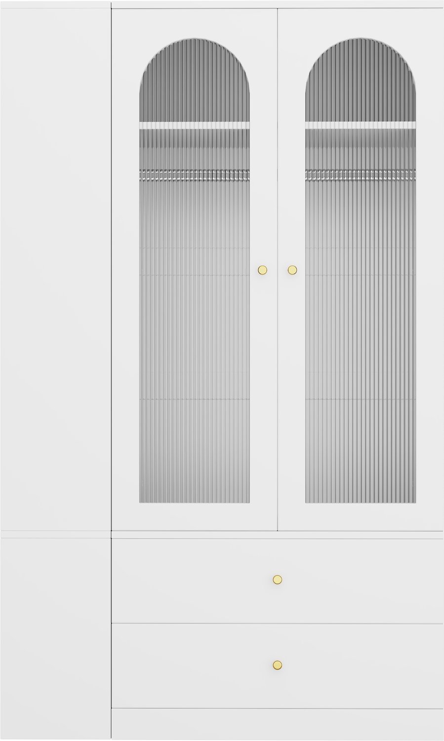 MODENUIT Kledingkast - 2 Glazen Deuren En 4 Lades - Slaapkamer - MDF, Staal En Glas - Wit - 120x50x200 Cm