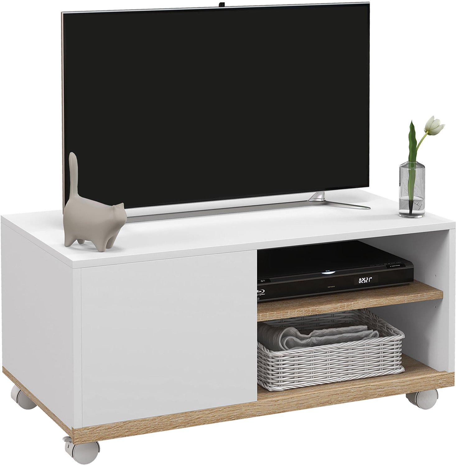 HOMCOM TV-standaard - Hout - 80x45x39cm - Wit
