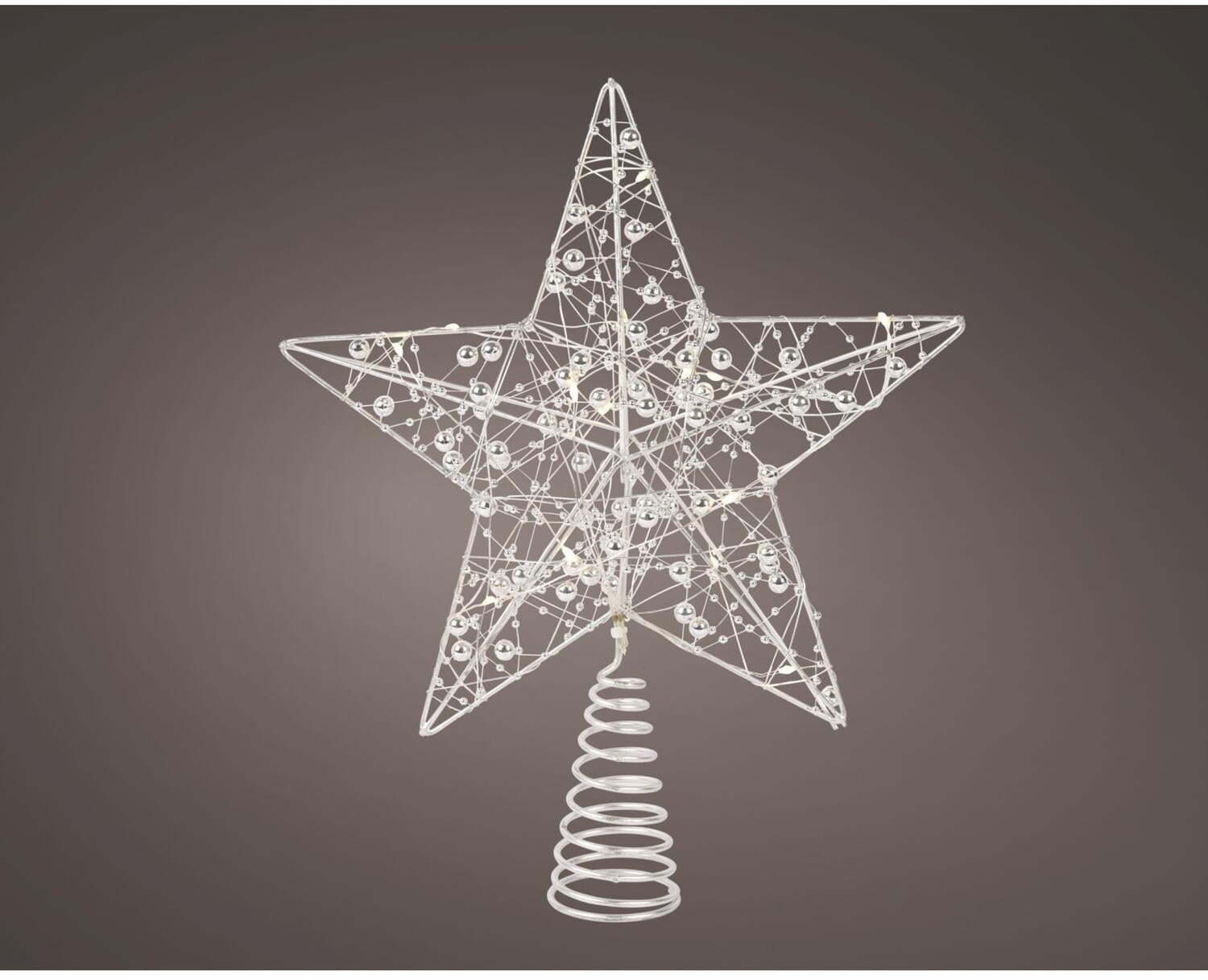 Lumineo Verlichte kerst piek - ster vorm - zilver - micro led lampjes - warm wit - H27 - pieken - kerstboompiek – foto 4