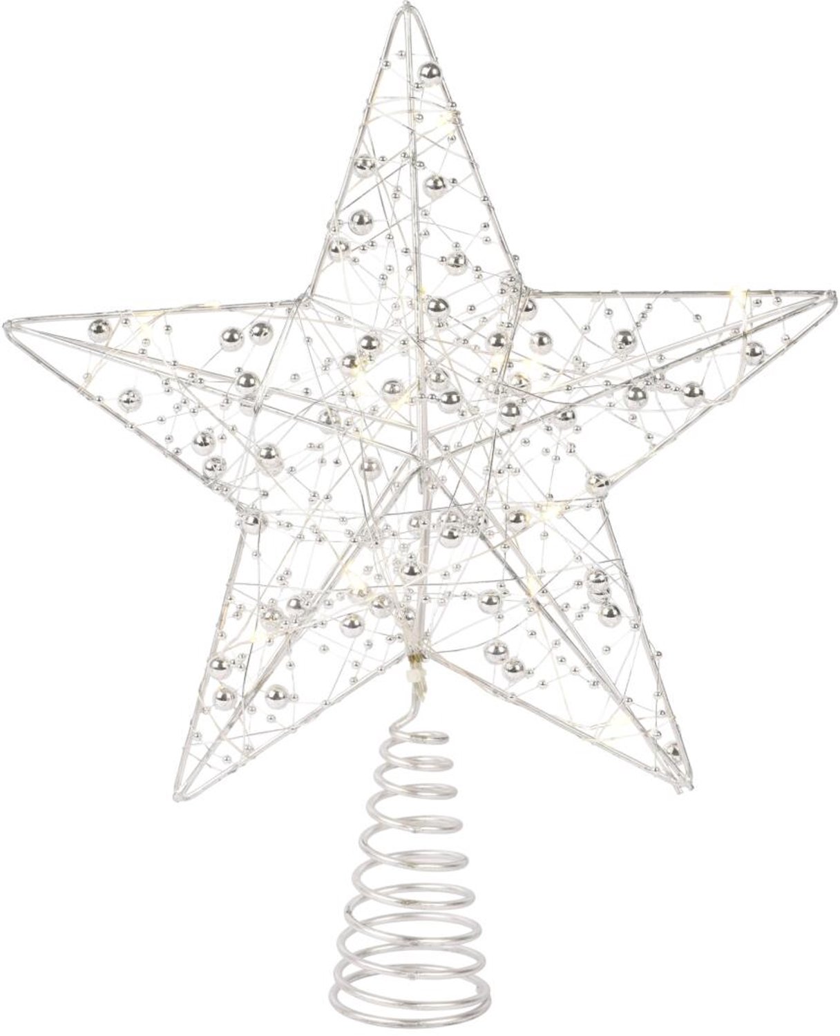 Lumineo Verlichte kerst piek - ster vorm - zilver - micro led lampjes - warm wit - H27 - pieken - kerstboompiek – foto 3