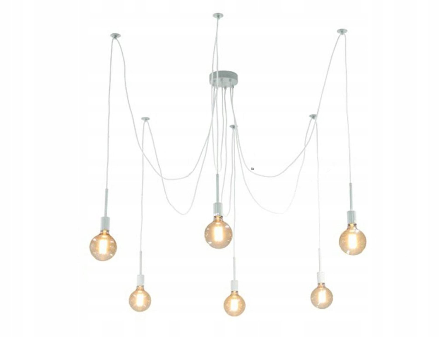 Witte Loft Hanglamp E27 x6 - Retro Stijl Spider Plafondlamp