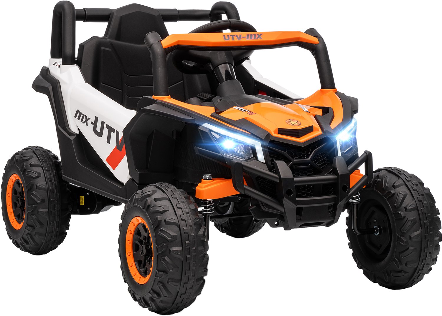 Playon Elektrische kinderauto - Met afstandsbediening en verlichting en muziek - Met vierwielvering - 96 x 61 x 56 cm - Oranje