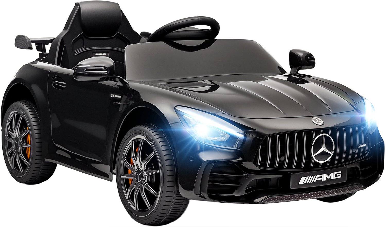 Playon Elektrische kinderauto Mercedes-Benz AMG GTR - Met afstandsbediening en verlichting en muziek - 108 x 67 x 46 cm - Zwart