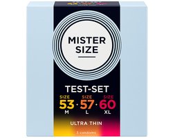 Mister Size TESTER Pure Feel - Kondooms 53, 57, 60 mm - 3 transparant - 3 stuks