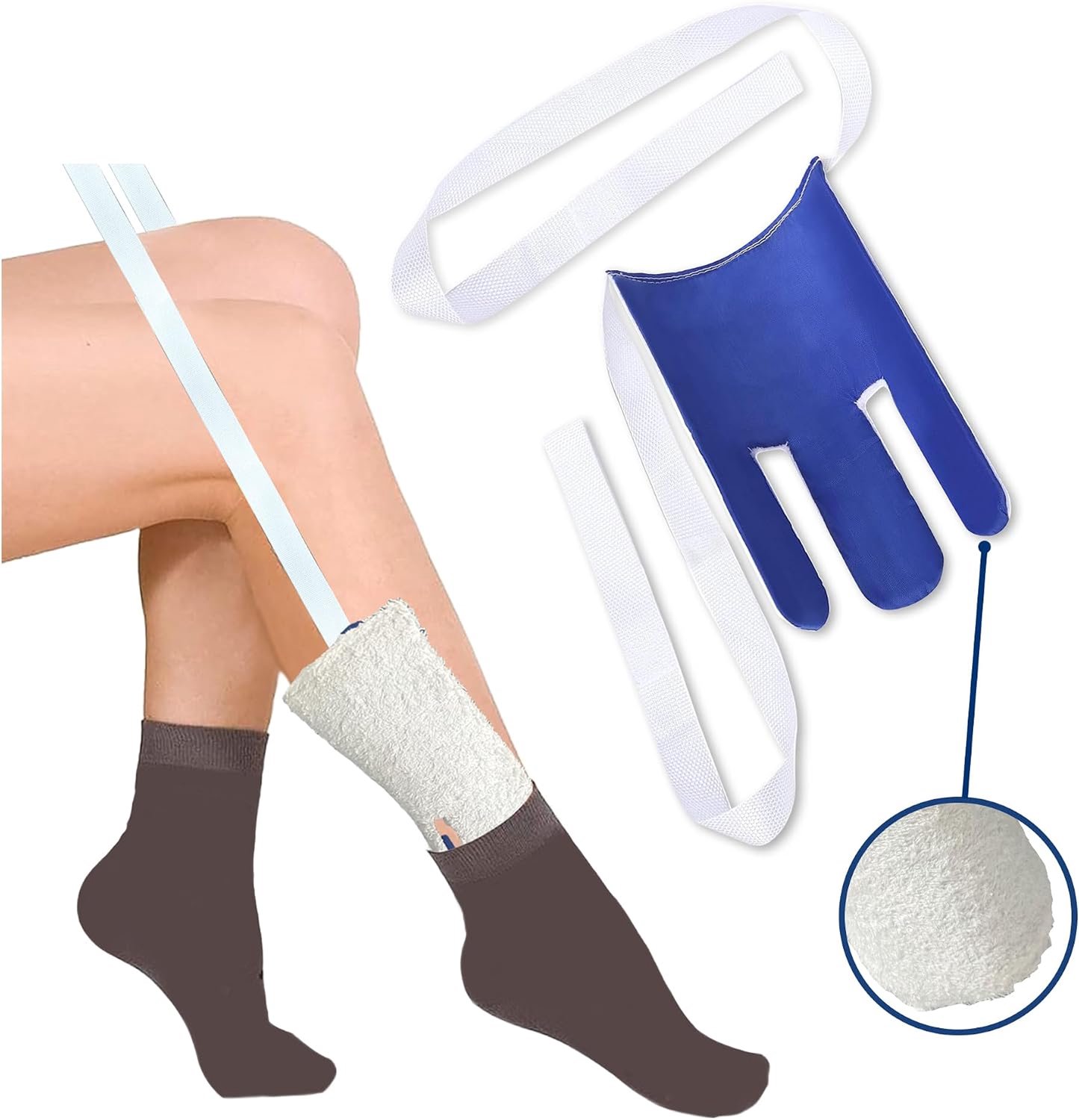 Sokken Aantrekhulp - Universele Sokaantrekker - Sokaantrekker -Hulp Bij Sokken Aantrekken - voor Ouderen, Gehandicapten, Zwangere Vrouwen - NIET voor Steunkousen - Ergonomische greep - Geschikt voor de meeste sokken - Blauw