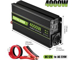 Power Inverter 4000W - Europa Socket - 12V Ingangsspanning - 220V Uitgang - DC/AC Omvormer - CE Gecertificeerd