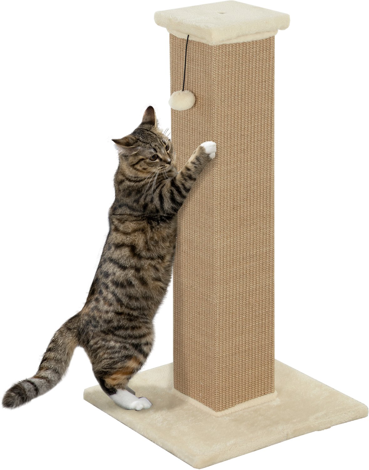 PawHut Cat Scratching Post-Spanplatte, Naturjute-41 x 41 x 81 cm-Beige