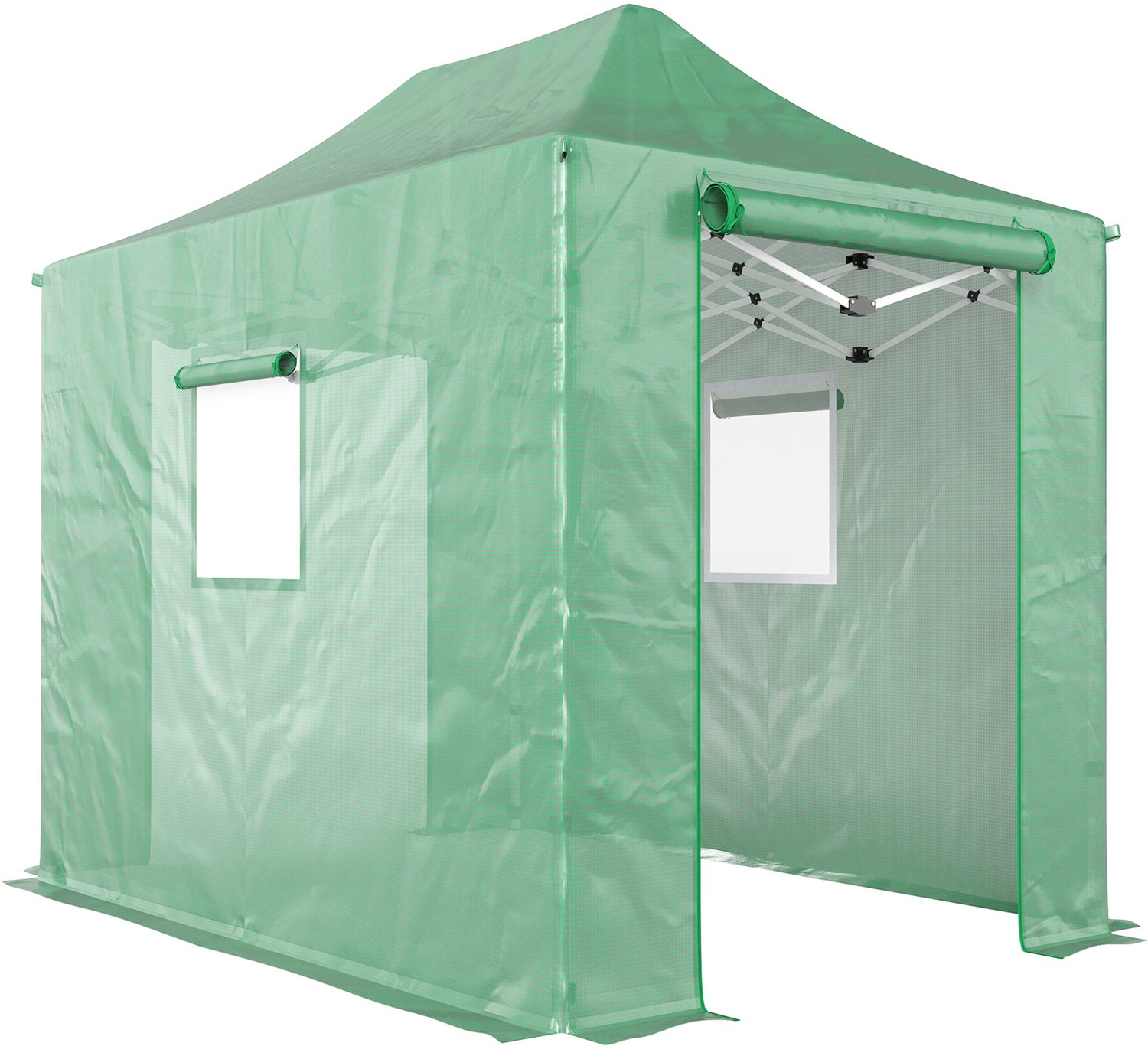 Sunona Opvouwbare foliekas - Met roldeuren en ramen - 295 x 200 x 270 cm - Groen/Wit