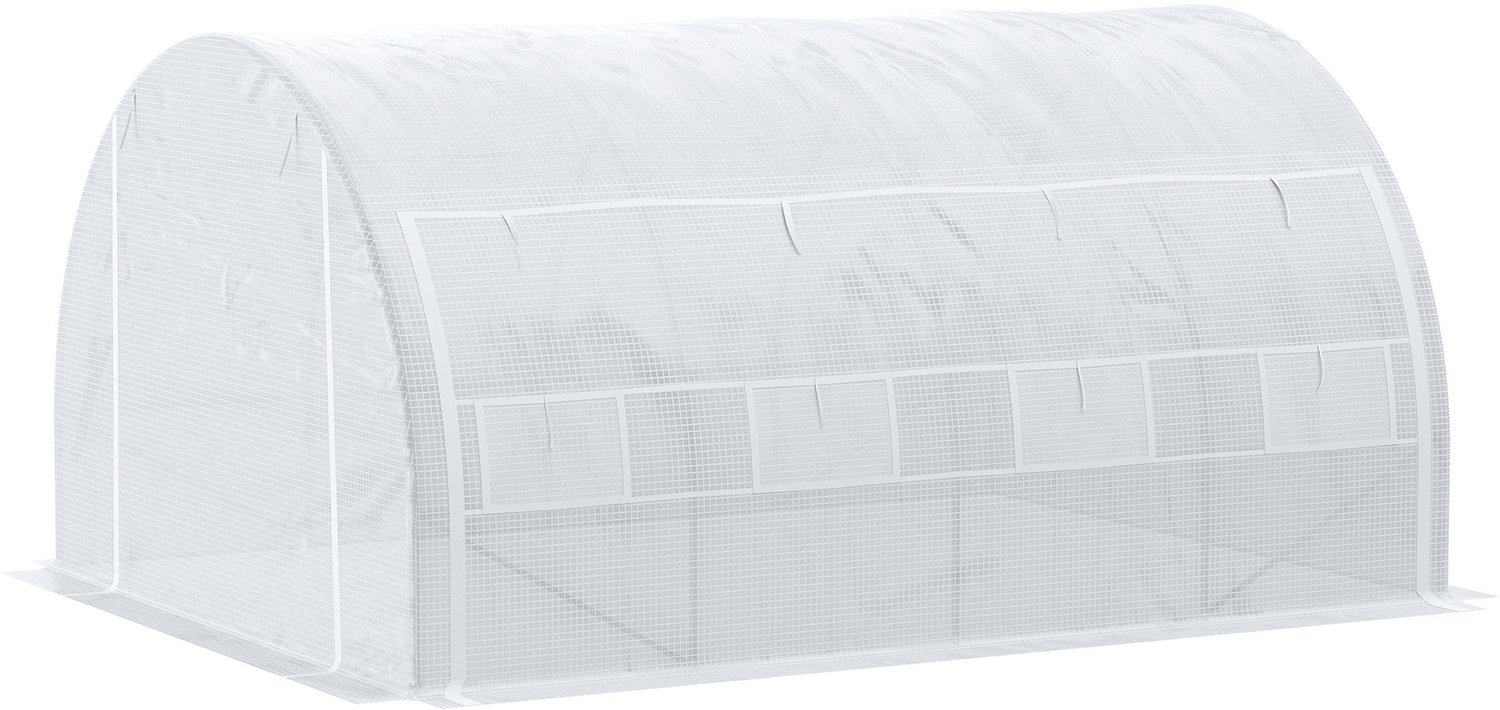 Sunona Tunnelkas - Begehbar - Met roldeur en 8 ramen - 397 x 300 x 200 cm - Wit