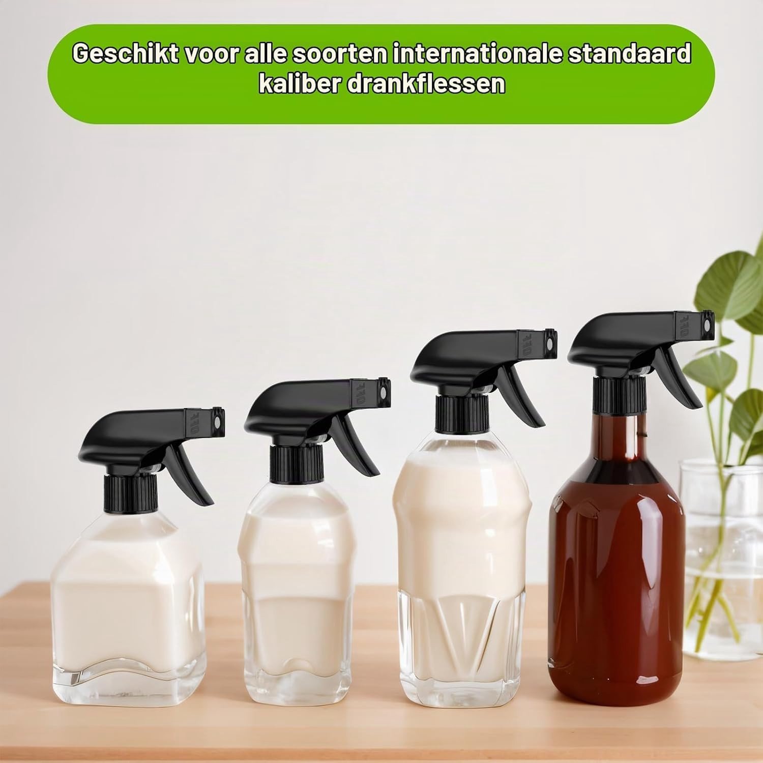 4 Stuks Vervangende Spraykop voor Spuitflessen - Robuuste Plastic Mist Spray voor Tuin, Schoonmaak en Keukengebruik
