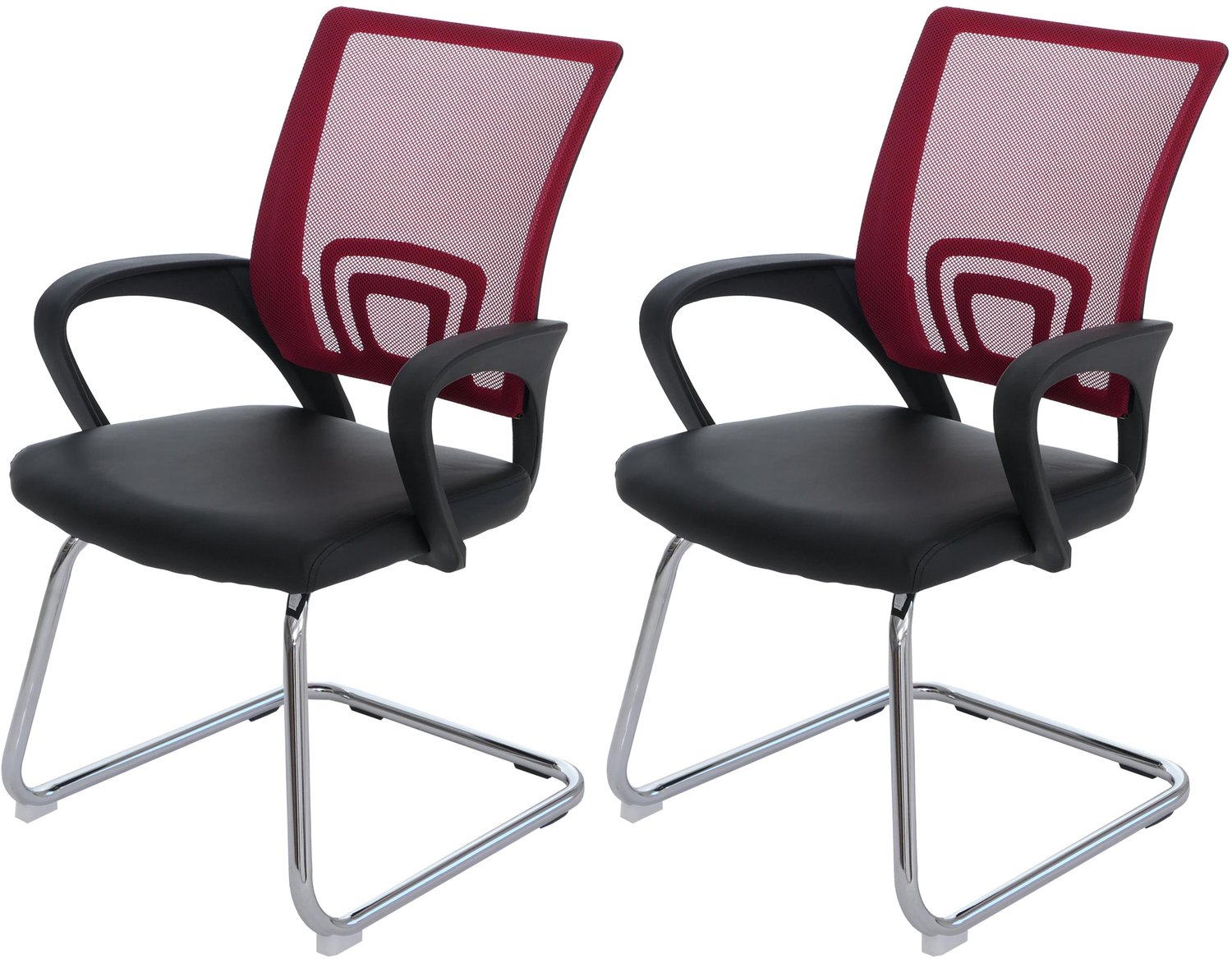 Set van 2 conferentiestoelen Ancona, bezoekersstoel, kunstleer, MVG-gecertificeerd ~ rood