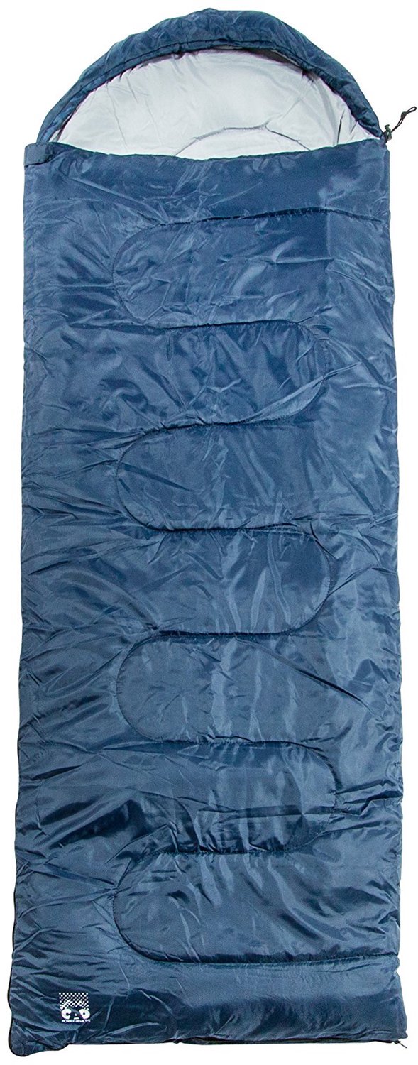 Merkloze Rechthoekige Slaapzak met Capuchon - Blauw — afbeelding 4