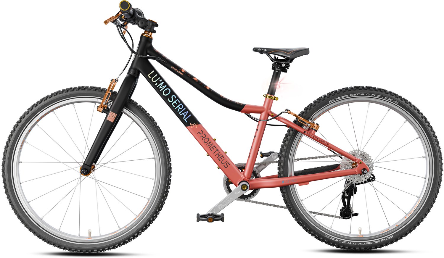 LU:MO Kinderfiets 24 inch - Premium+ - 9,6 kg - Verlichting - 7-8 jaar