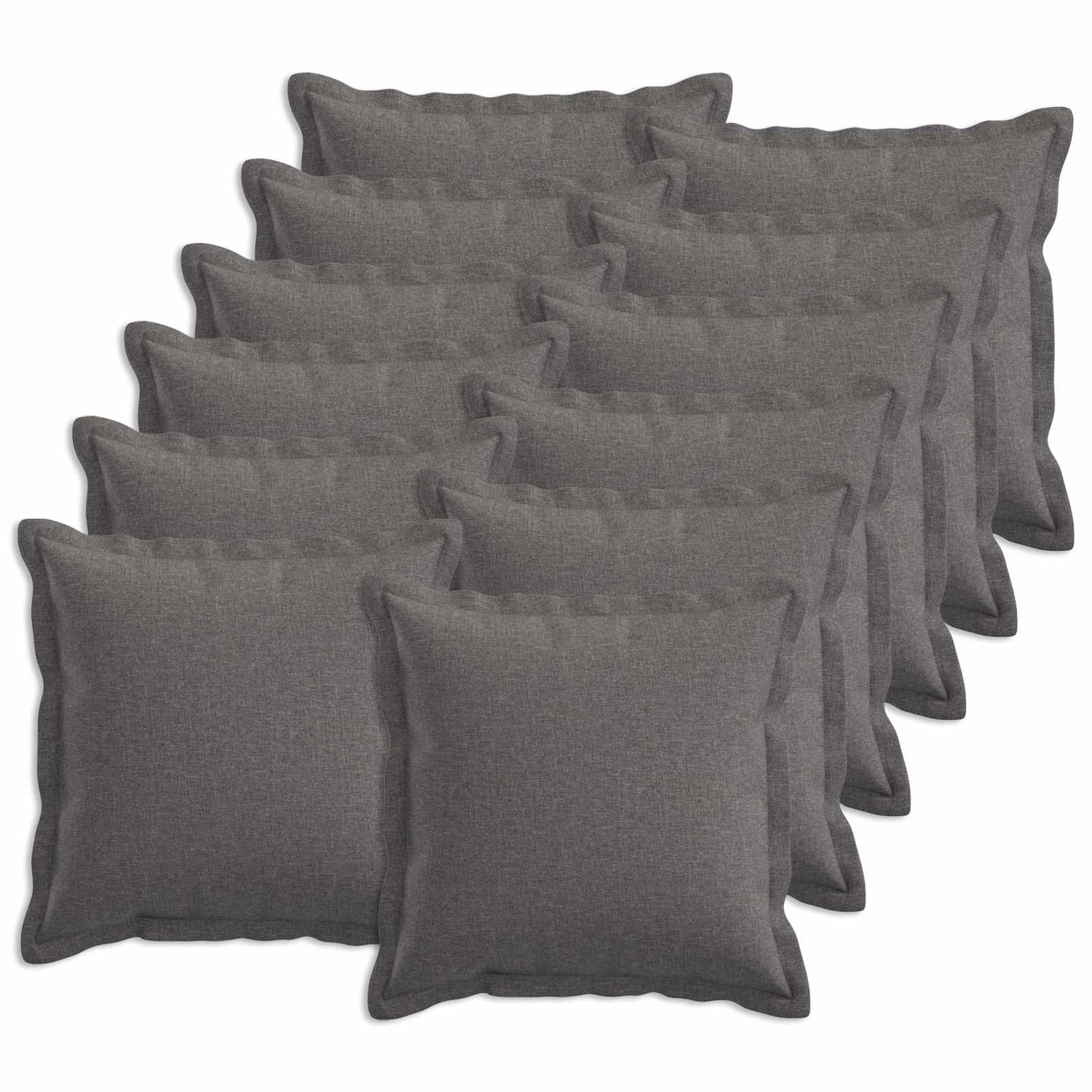 vidaXL Dekenkussen - 12 - st - HOUTEN - Lichtgrijs - 45 - x - 45 - cm - Faux - Linnen