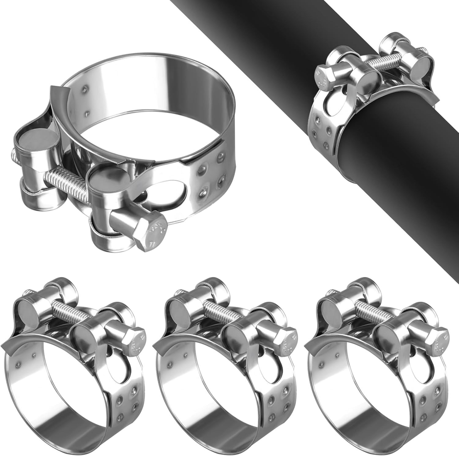 Hoge kwaliteit RVS T-Bolt Slangklemmen 48-51mm - 2 Stuks Hinge Bolt Klemmen voor Slangen en Buizen