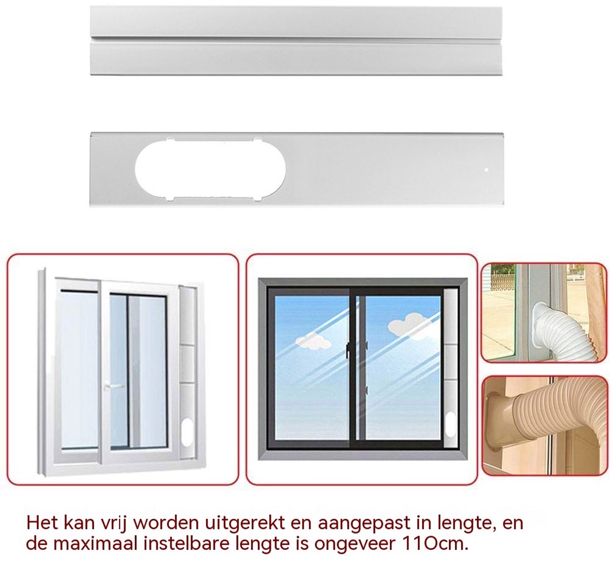Universele Mobiele Airconditioner - Raamafdichtingsplaat - Afscheidingspaneel - Verstelbaar tot 110 cm - Schuiframen en Schuifdeuren