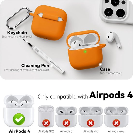 Compatible with AirPods 4 Case - Magnetic Black - Silicone Protective Case Cover for Apple Air Pod 4 (2024/ANC), Magnetic Lid Lock Design, with Cleaning Kit — afbeelding 3
