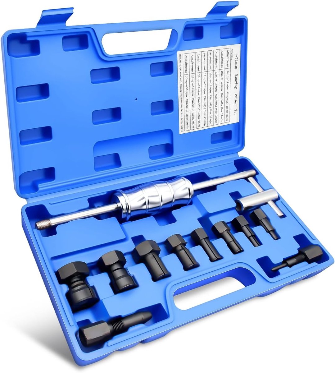 Binnenlager trekkerset, 12-delig wiellager trekkerset met glijhamer & verstelbare spanklemmen (8-32 mm), voor auto, motor en fietsnaaf