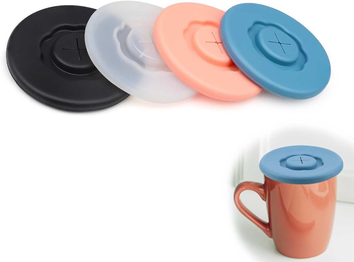 Siliconen deksel - Herbruikbaar deksel voor blikjes - Blauw, Roze, Wit, Zwart - Deksel voor glazen kopjes - Geschikt voor koffie en water...