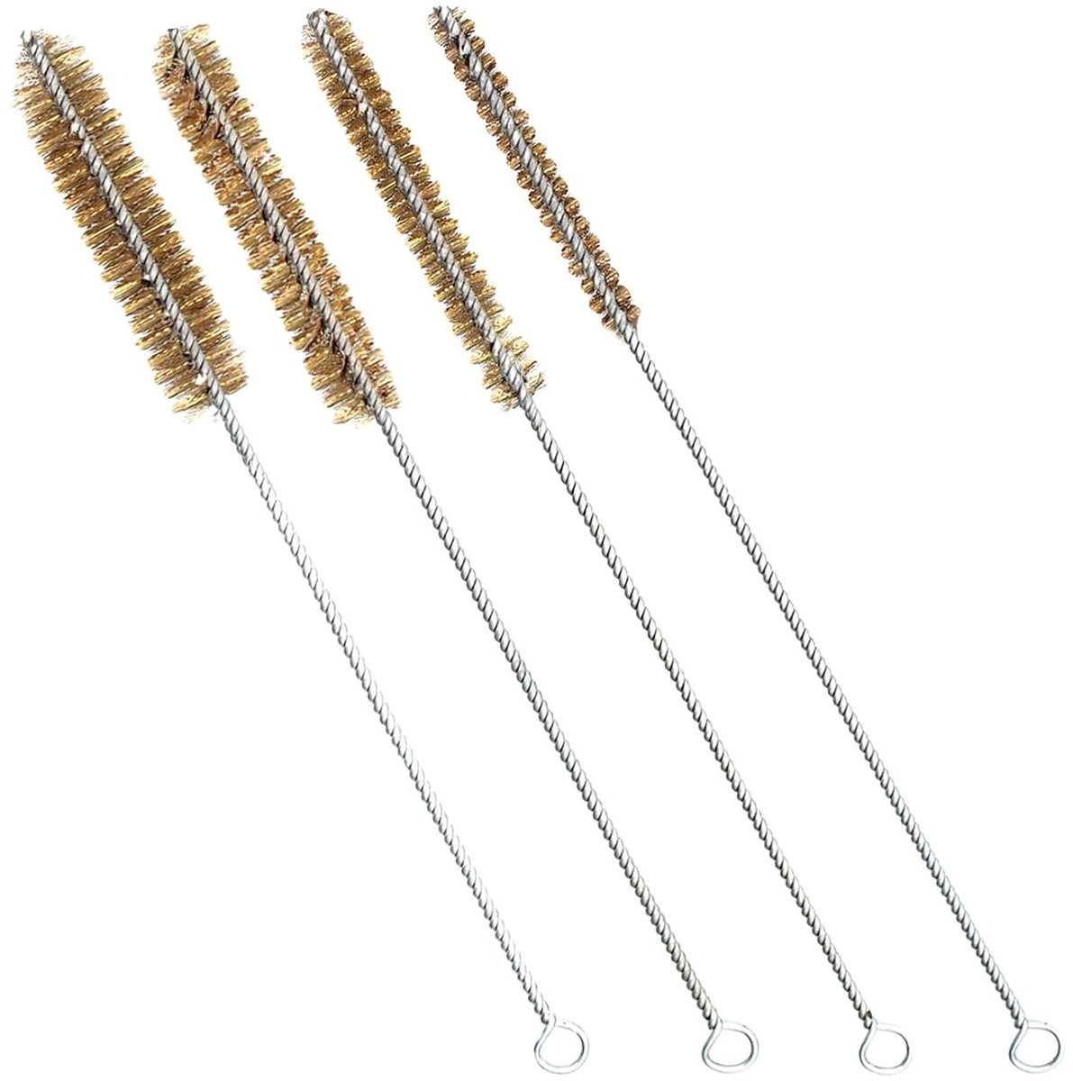 Messingborstels - Buisreiniging - Set van 4 - Roestvrij staal - Draadborstel - Voor slakken en buizen - 8 mm 10 mm 12 mm 15 mm