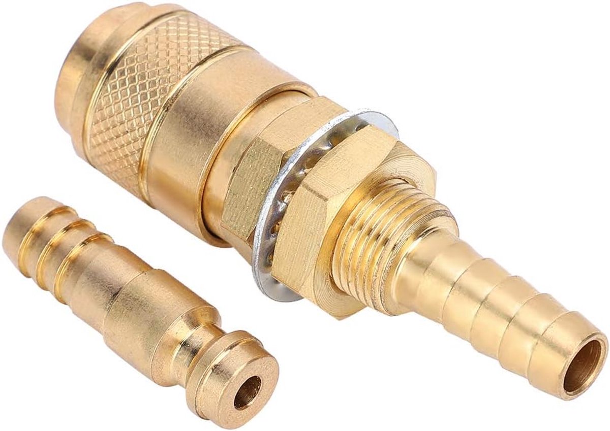 Argon Snelkoppeling Connectors 8mm Paar Hoge Kwaliteit Gas Adapter voor MIG TIG Lastoorts Watergekoelde Slang Connector GEEL