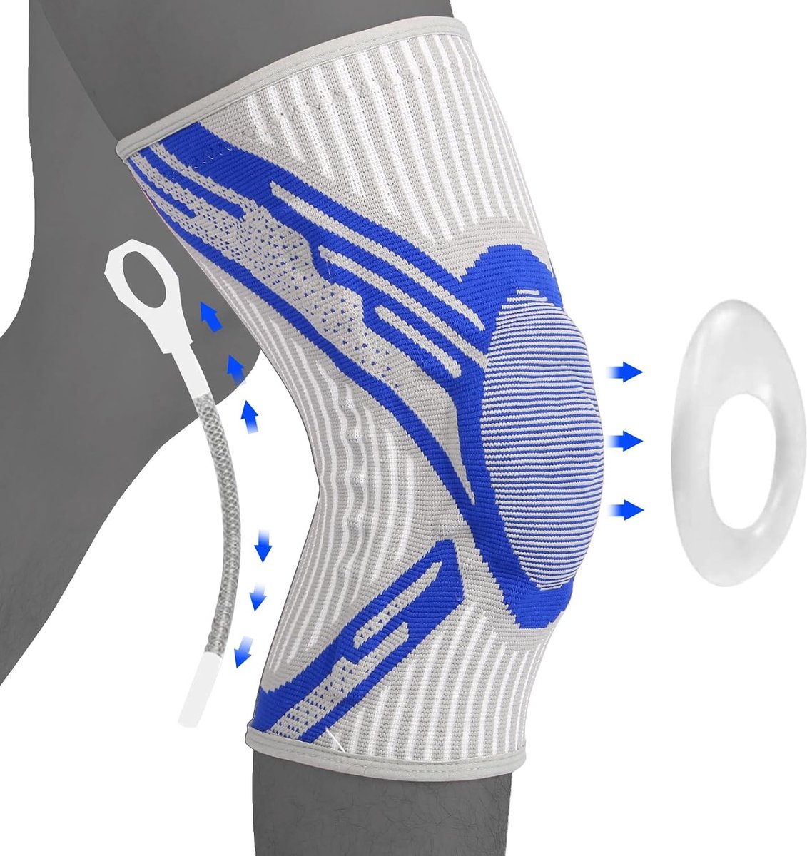 Kniebrace voor mannen en vrouwen, antislip compressiemouw met gelpads en zijstabilisatoren voor artritis, kniepijn, meniscusscheuring, ACL,