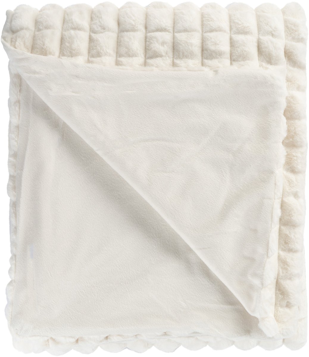Padiro woonplaid - 150 x 200 cm - Ivoor - Reliëfstructuur - Polyester Crème