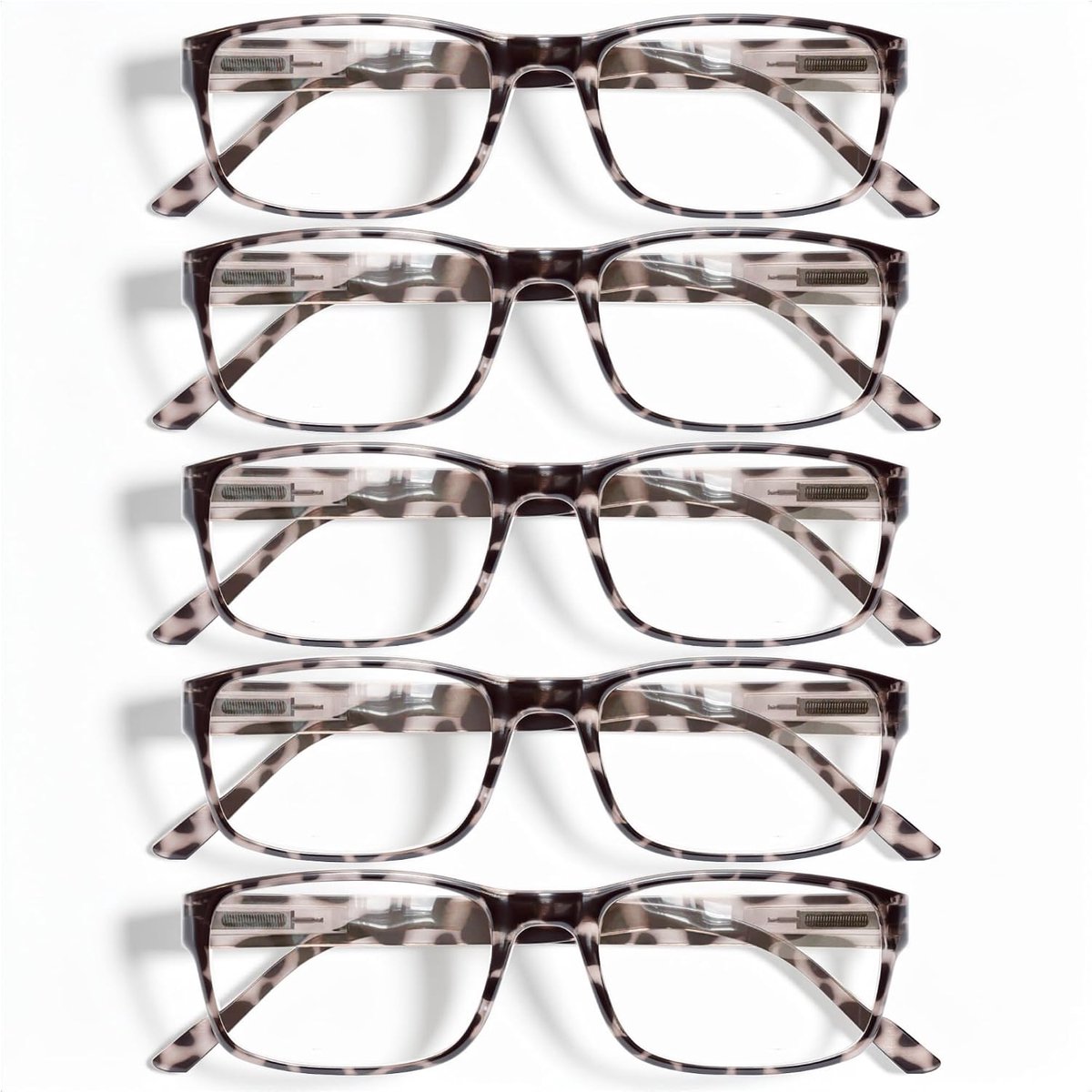 5-Pack Reading Glasses Blue Light Blocking,Spring Hinge Readers for Women Men Anti Glare Filter Lightweight Eyeglasses (5-pack Leopard, 1.25)