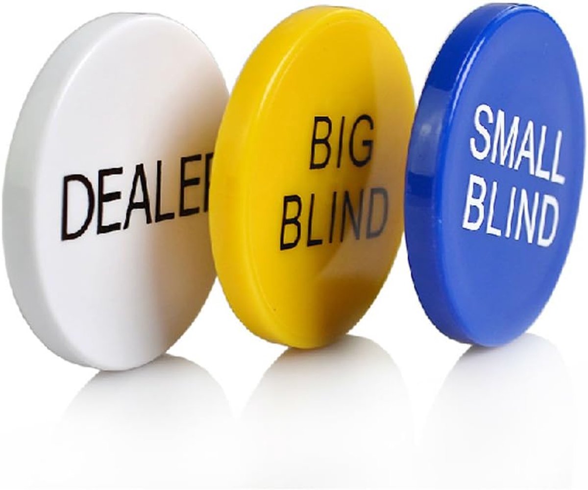 3 stuks Kleine Blinde, Grote Blind en Dealer Poker Knoppen