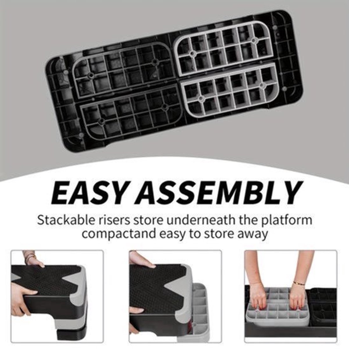 Fitnessbank – Halterbank – Trainingsbank – Buikspierbank – Bench Press Bank – Verstelbare Hoogte – Aerobics Step Platform – Antislip Voetpads – Duurzaam IJzer – Compact & Draagbaar – Grijs