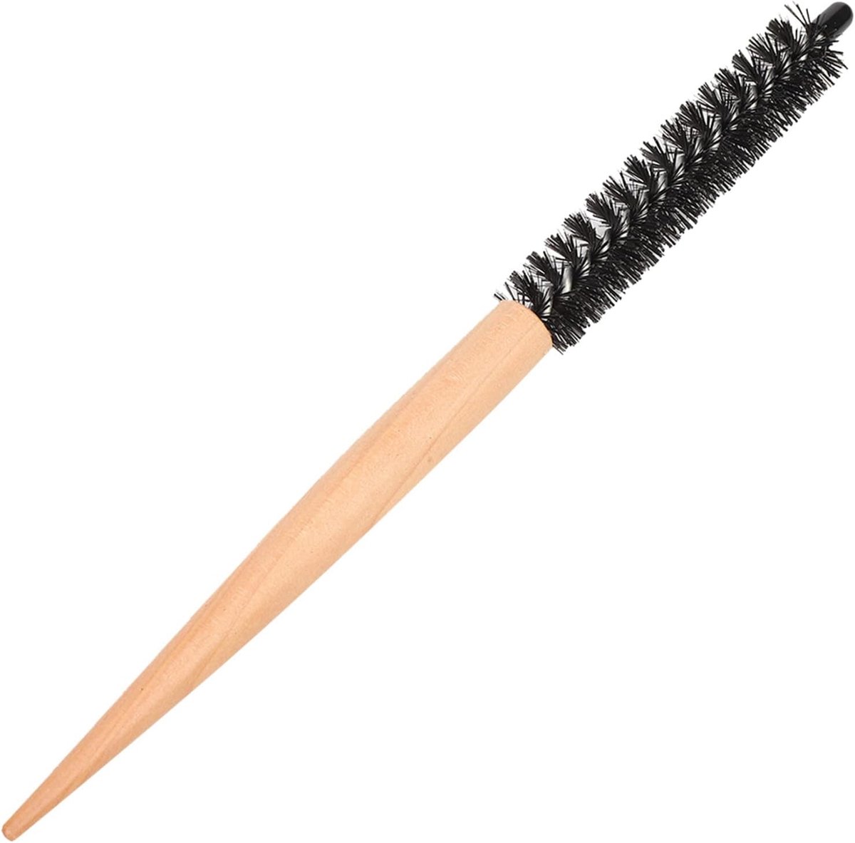 Allecto - Mini Ronde Borstel - Nylon Haren - Houten Handvat - 20MM - Haar Styling - Ideaal voor Kort Haar - Professionele Kwaliteit