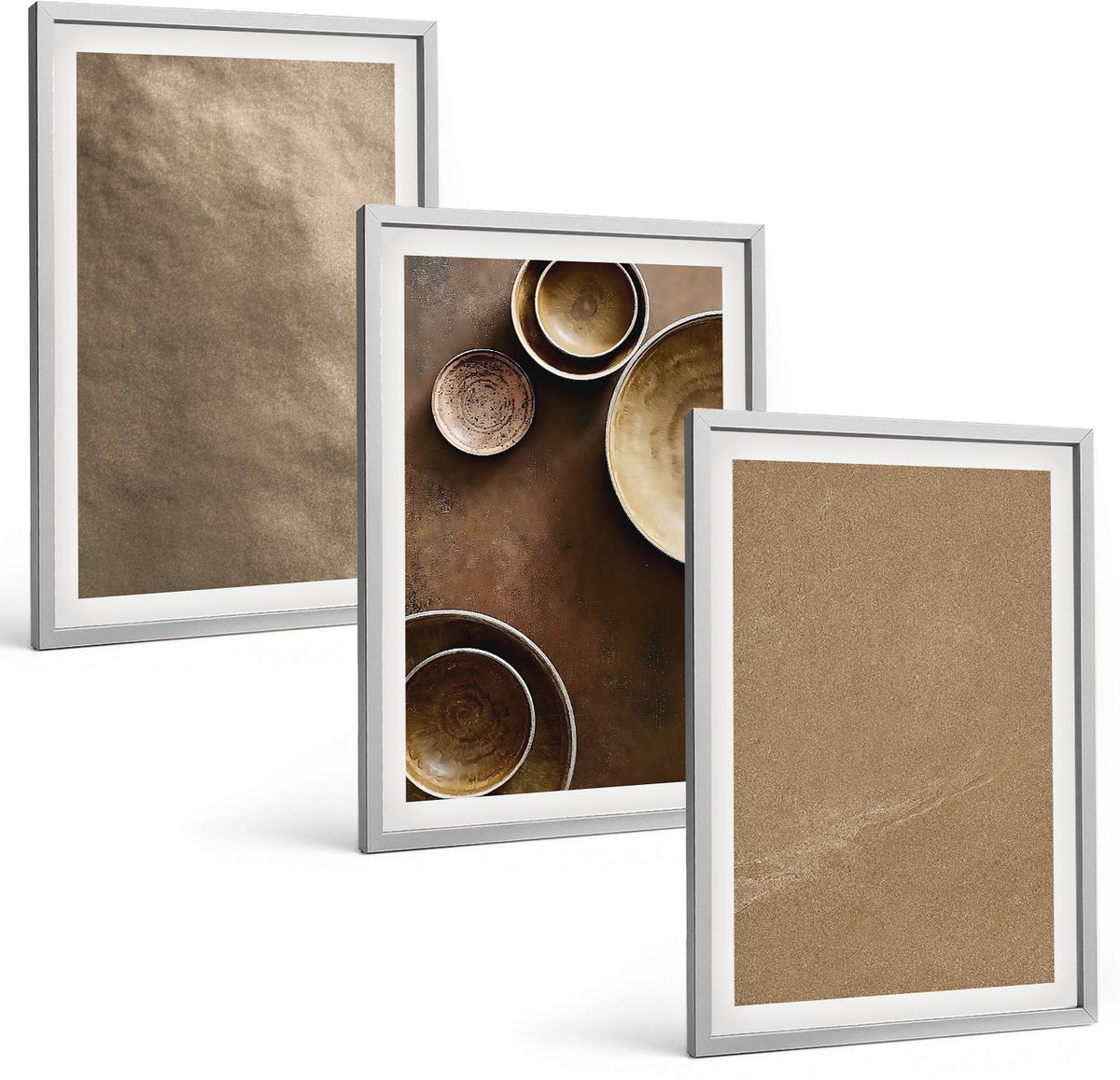 Coloray 3-Delige Schilderij Set - Stenen Constructies In Moderne Minimalistische Stijl - 40 x 60 cm - Stijlvolle Muurdecoratie - Slaapkamer
