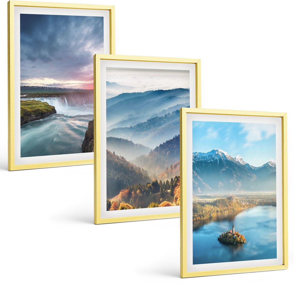 Coloray 3-Delige Schilderij Set - Boho-Texturen, Natuurlijke Structuren - 40 x 60 cm - Muurdecoratie - Interieur Decoratie