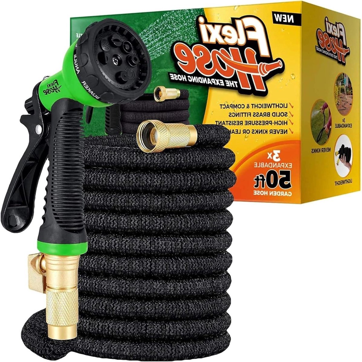 Flexibele Tuinslang - Uittrekbare Slang - Tuin Water Geven - Anti Kink Ontwerp - 15 Meter - Zwart