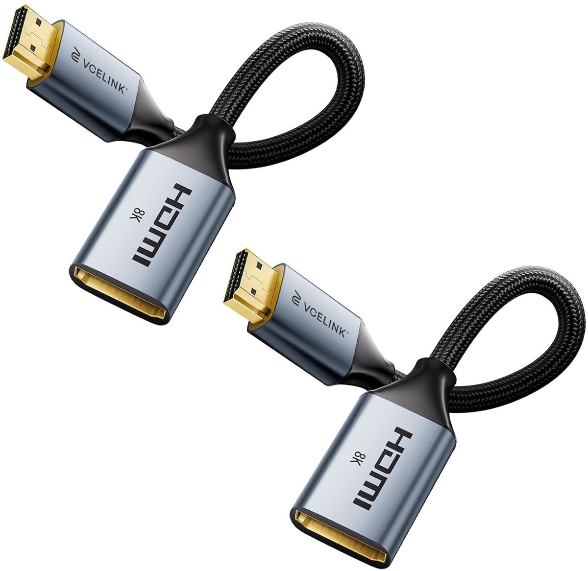 HDMI verlengkabel set van 2 stuks, ideaal voor televisie, projector en computerverbindingen